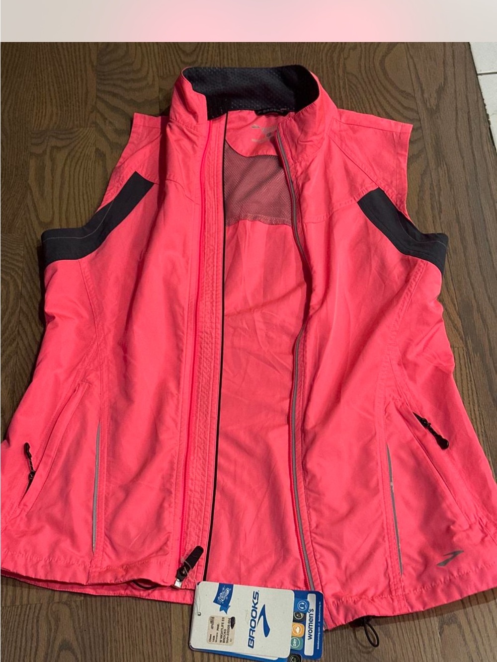 Brooks Women’s Neon Pink Athletic Running Vest with Reflective Accents